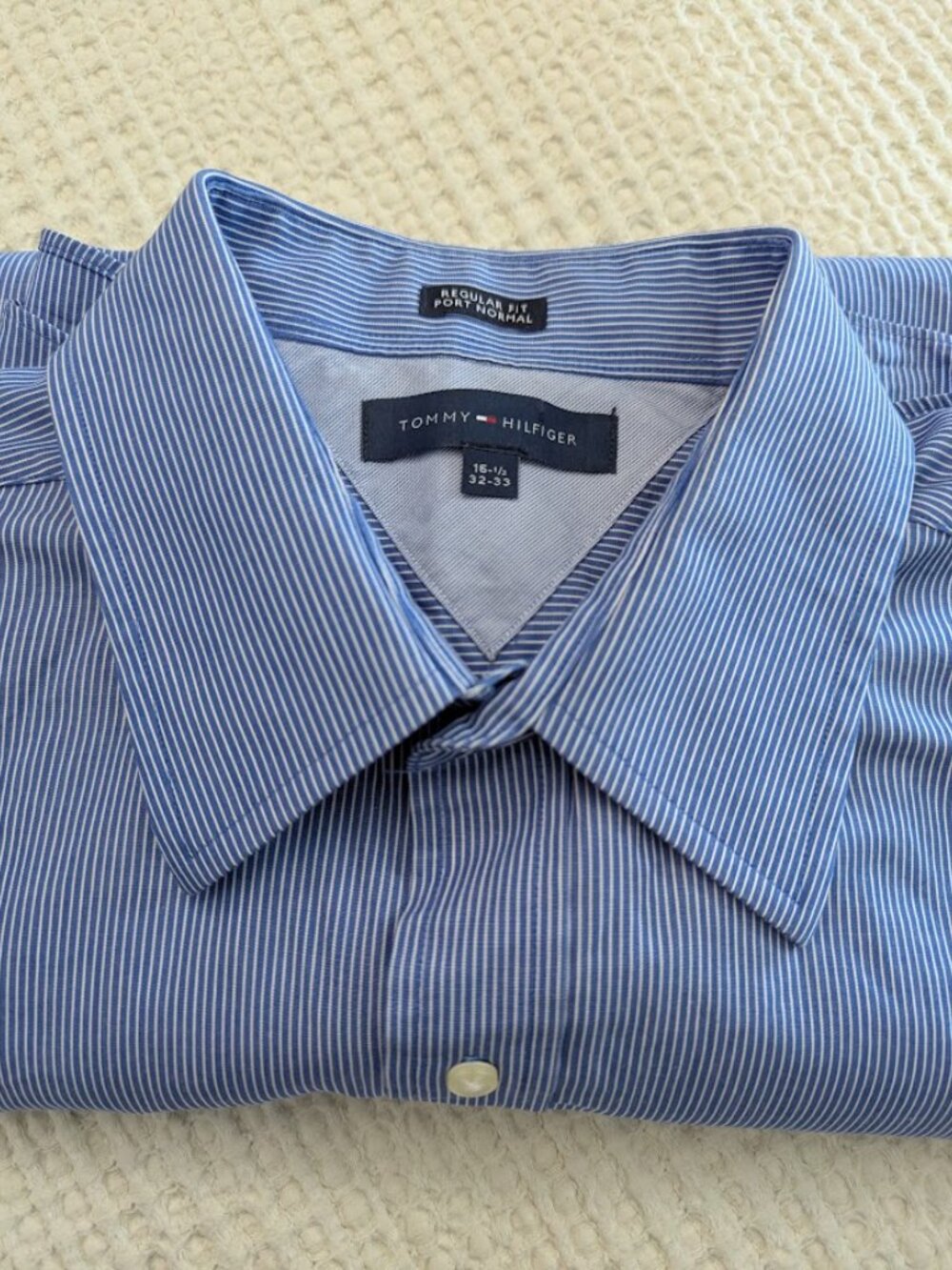 T.H. Striped Cotton Blue Regular Fit Dress Men`s Shirt Power Dressing - Picture 3 of 16